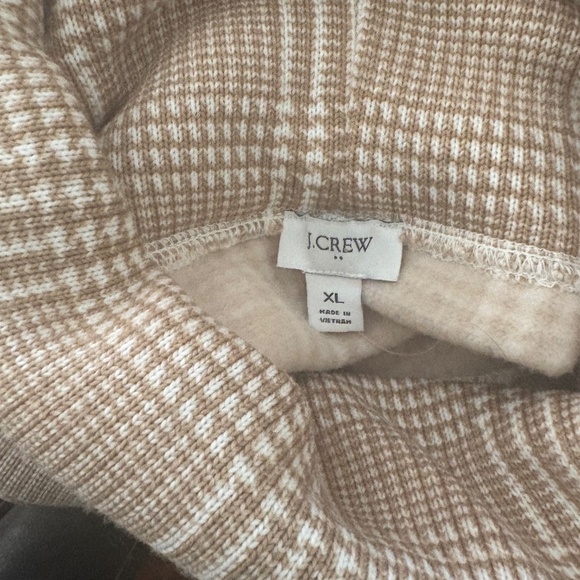 NWT J Crew Tan Houndstooth Plaid Soft Fleece Lined Cowl Tunic Sweater XL New $89 - Picture 5 of 5